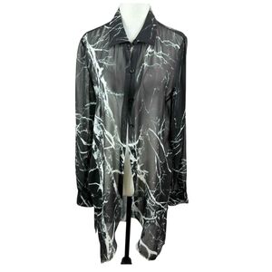 Go by Gosilk Marble print Silk button down Long sleeves  oversized Blouse